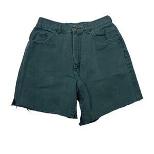 Lee VTG Cut Off High Rise Frayed Denim Jean Shorts Union Made Green 10P Petite